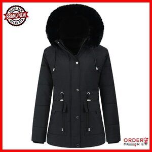 Women's Warm Winter Puffer Coat Thick Fleece Lined Down Jacket Detachable Hood